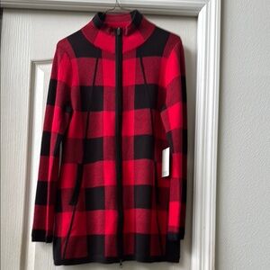 Adrienne Vittadini Red and Black Plaid Jacket